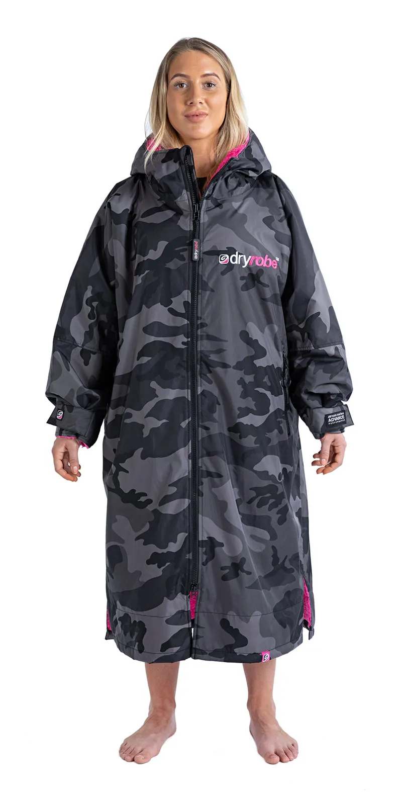 Dryrobe Advance V3 Long Sleeve Small Black Camo/Pink-1